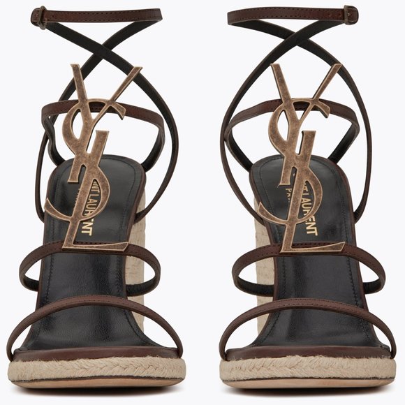 Cassandra Espadrilles 105 YSL Logo Platform Wedge - Picture 8 of 14